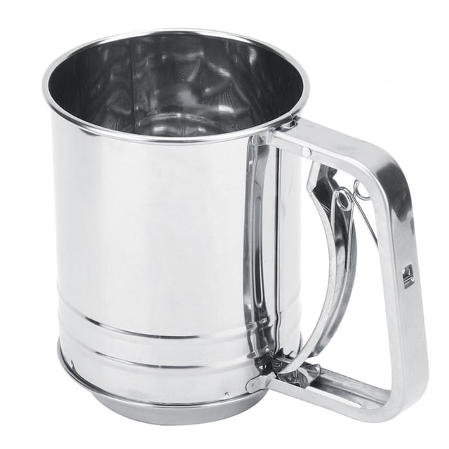 Flour Sifter,Dekaim Kitchen Stainless Steel Double Layer Manual Flour Sifter Sieve Strainer Kitchen Cooking Baking Tool