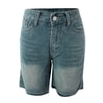 thumbnail image 4 of SONXAHE Women's High Waist Denim Shorts Raw Hem Street Daily Knee Length Jorts, 4 of 5