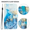 thumbnail image 3 of Designed for Samsung Galaxy A35 Premium PU Leather Pattern Flip Wallet Case Cover, Card Slots & Kickstand Wrist Strap Magnetic Closure Protective Phone Case for Samsung Galaxy A35, Ocean Marble, 3 of 10