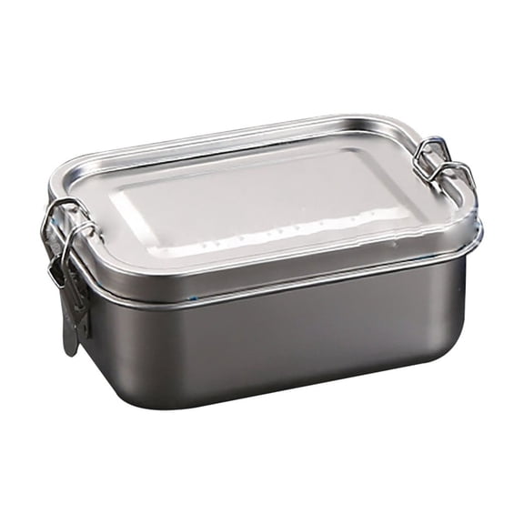 Stainless Steel Double Layer Lunch Box with Lockable Clips, Square Design