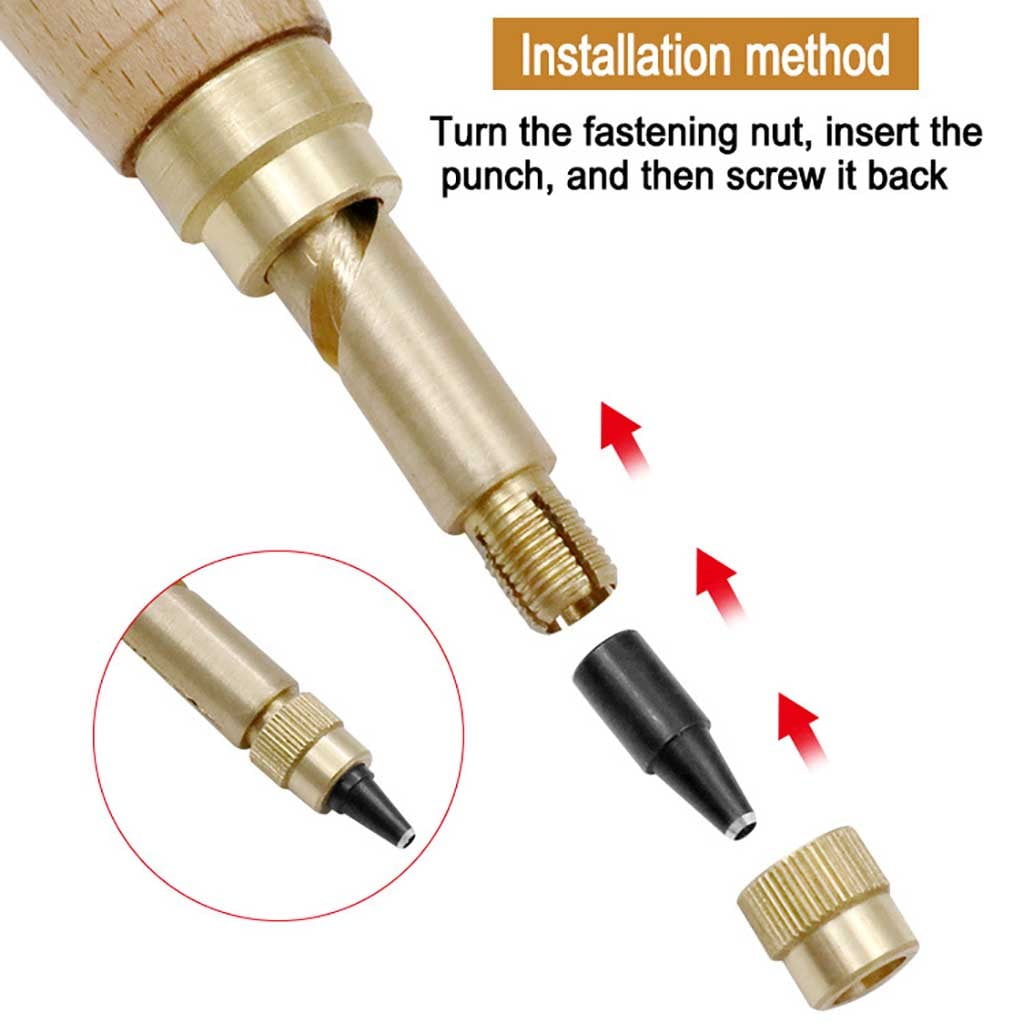 3 Set of Automatic Belts Mute Screw Rotary Hole Punch Steel Belt Hole Leather Tools