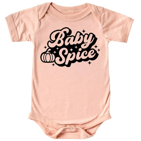 

Baby Pumpkin Spice Bodysuits for Infant Baby Girls for Halloween and Thanksgiving Outfits Black on Peach Bodysuit 6 Months