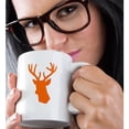 thumbnail image 2 of 3drose, Orange Deer Head Silhouette on White. Modern Country Stag with Antlers, 15oz Mug, 2 of 6