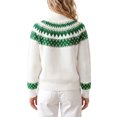 thumbnail image 3 of INSPIRE CHIC Women's Fair Isle Sweater Casual Vintage Mock Neck Long Sleeve Pullover Small Beige, 3 of 6