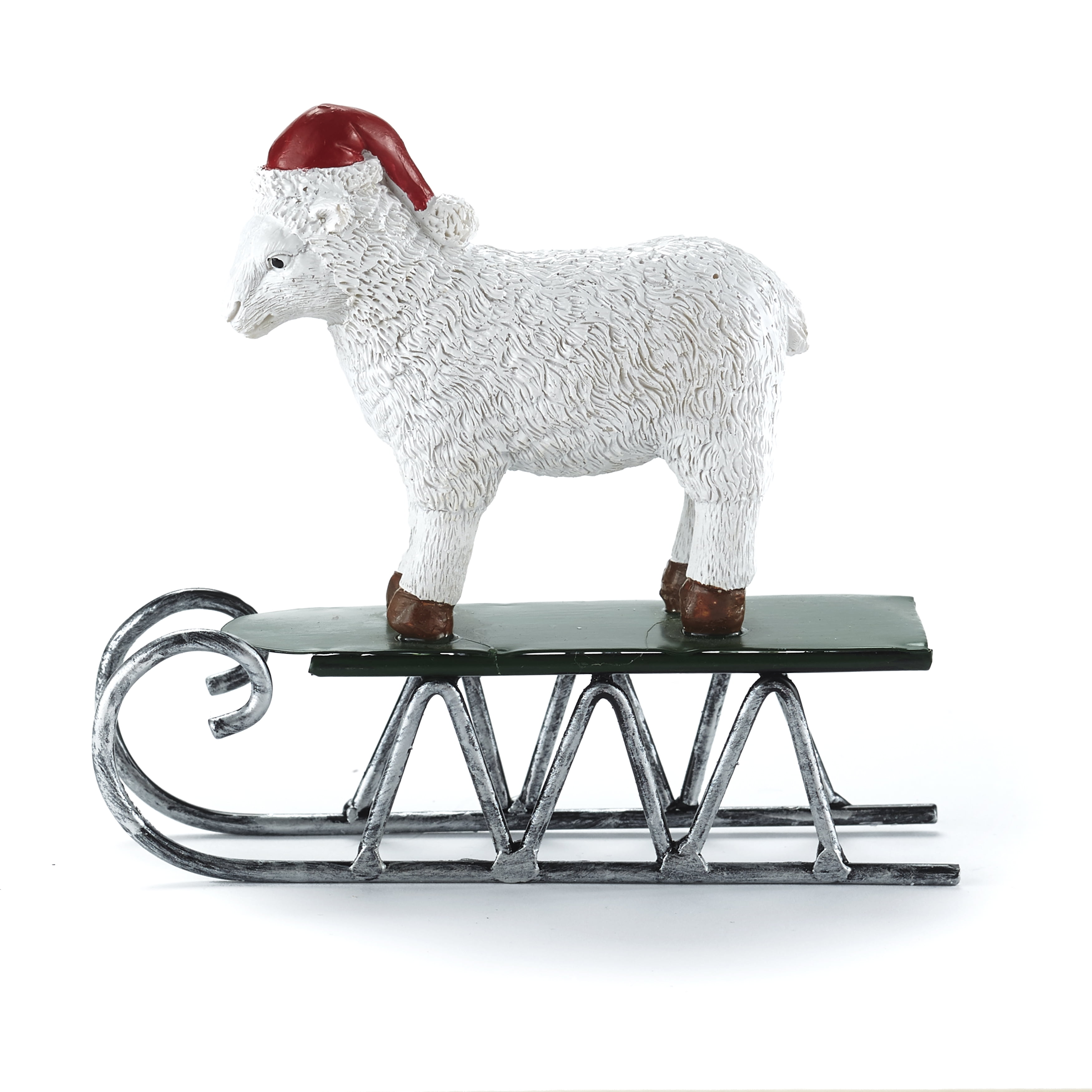 Christmas Animal Figurine - Barn Shelf Sitter Rustic Farmhouse Decor -  Sheep 