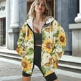 thumbnail image 3 of COEQINE Oversized Sweatshirts Women's Fashion Hoodie Sunflowers and Yellow Butterfly Print Full Zipper Long Sleeve Hooded Jacket for Women with Pockets Fall Casual Wear, 2XL, 3 of 7
