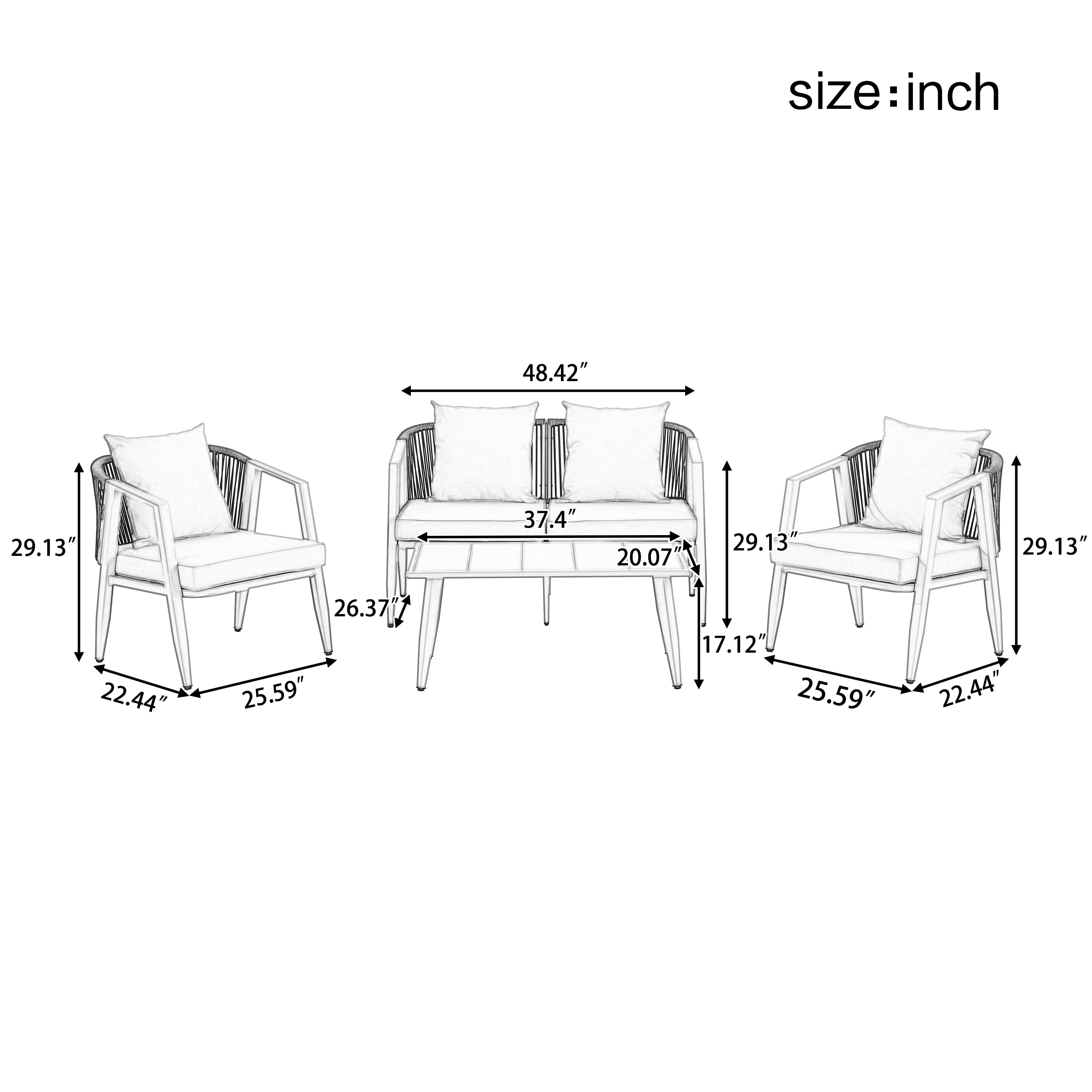 YIORTWO 4-Piece Outdoor Patio Furniture Set, Iron Frame Bistro Set with Cushioned Seating, Includes Table & Bench, for Garden, Poolside, Balcony - Green