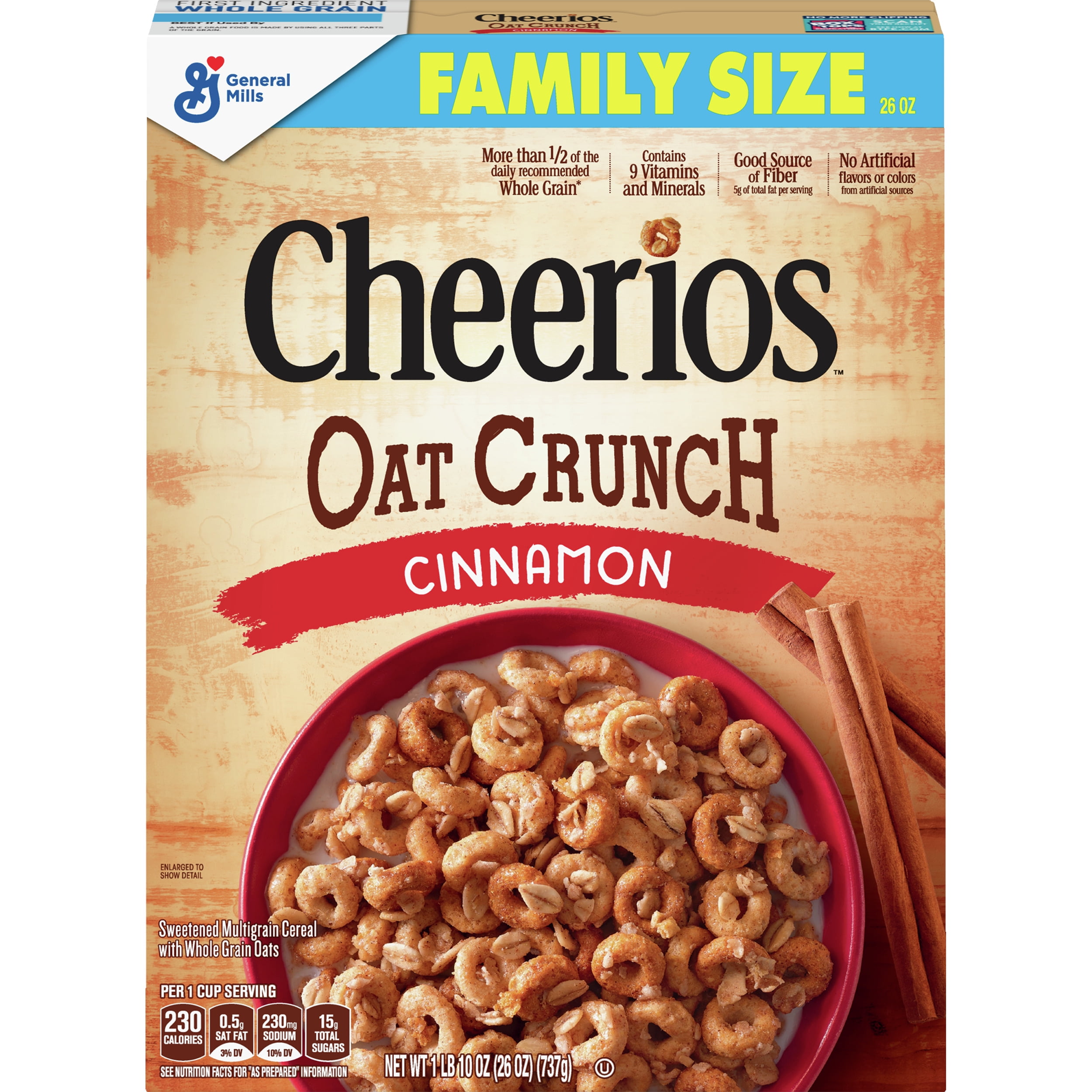 Cheerios Cinnamon Oat Crunch Cereal, 26 oz
