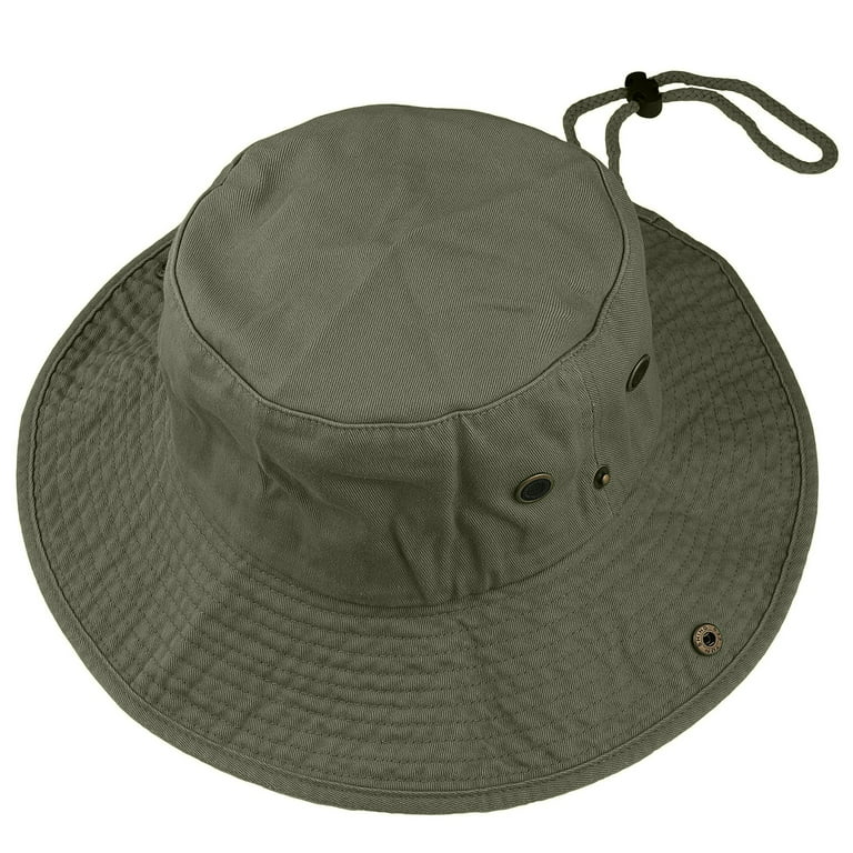 Wide Brim Hiking Fishing Safari Boonie Bucket Hats 100% Cotton UV Sun  Protection For Men Women Outdoor Activities L/XL Olive