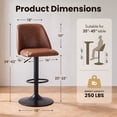 thumbnail image 4 of COLAMY Modern Adjustable Bar Stools, Set of 2 Swivel Kitchen Counter Stools, 25"-33" Height, Premium Faux Leather for 35"-45" Tables, Brown, 4 of 10
