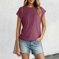 thumbnail image 2 of Krdevn Women's Summer Short Sleeved T Shirt Solid Color Covered Sleeve Top,Women's Tops, Tees & Blouses,Size:L, 2 of 6