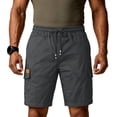 thumbnail image 3 of Nestiefly Cargo Shorts for Men Drawstring Elastic Waist Relaxed Fit Summer Breathable Outdoor Hiking Beach Work Shorts Multi-Pocket Dark Gray 2XL, 3 of 6
