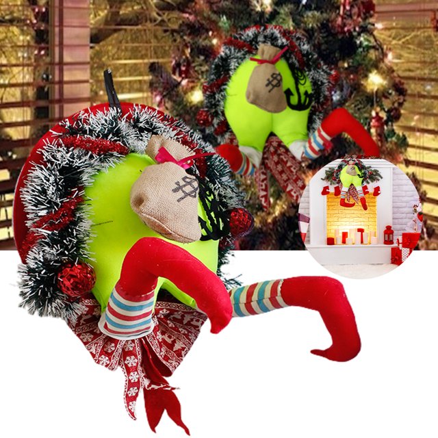 Guirnalda De Ladrón De Navidad, Adornos Navideños, Guirnalda De Trasero Para Hombre Viejo, Colgante Para Puertas, Ventanas Y Árboles De Navidad Guardurnaity HA038094-00