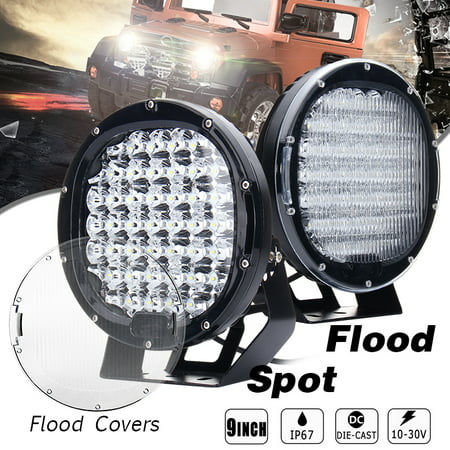 12V/24V 9 Inch 360W Round LED Work Light 45LED Headlight Spot Flood Driving Lamp 3030 34500LM 6000K White With Mount Bracket For Offroad ATV Truck Car Vehicle 4X4 4WD Waterproof