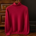 thumbnail image 2 of TFEOQRY Men's Turtleneck Sweater Solid Lightweight Knitted Long Sleeve Pullover Casual Fall Winter Warm Tops Burgundy, 2 of 4
