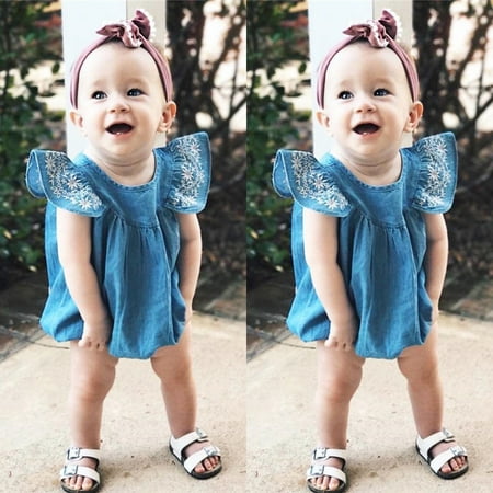 - Toddler Kids Baby Girls Infant Clothes Denim Rompers Jumpsuit Outfit Sunsuit Set