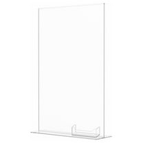 Large Acrylic Sign Holder for 11" x 17" Literature with a 3.5" x 2" Card Slot Counter Display for in Offices and Stores Clear T Shaped Bottom Load Frame by
