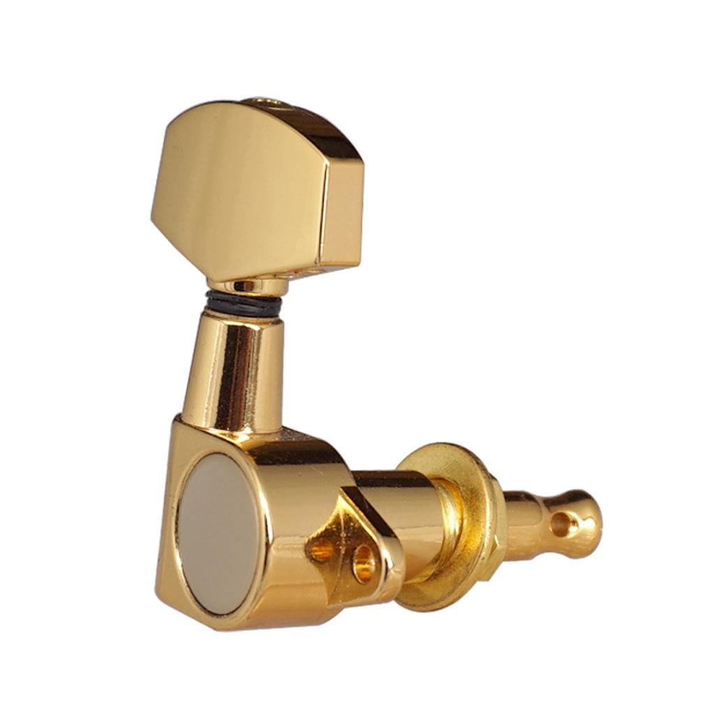 QccHieUs 3R3L Acoustic Electric Guitar String Tuning Pegs Keys Golden Gold square handle