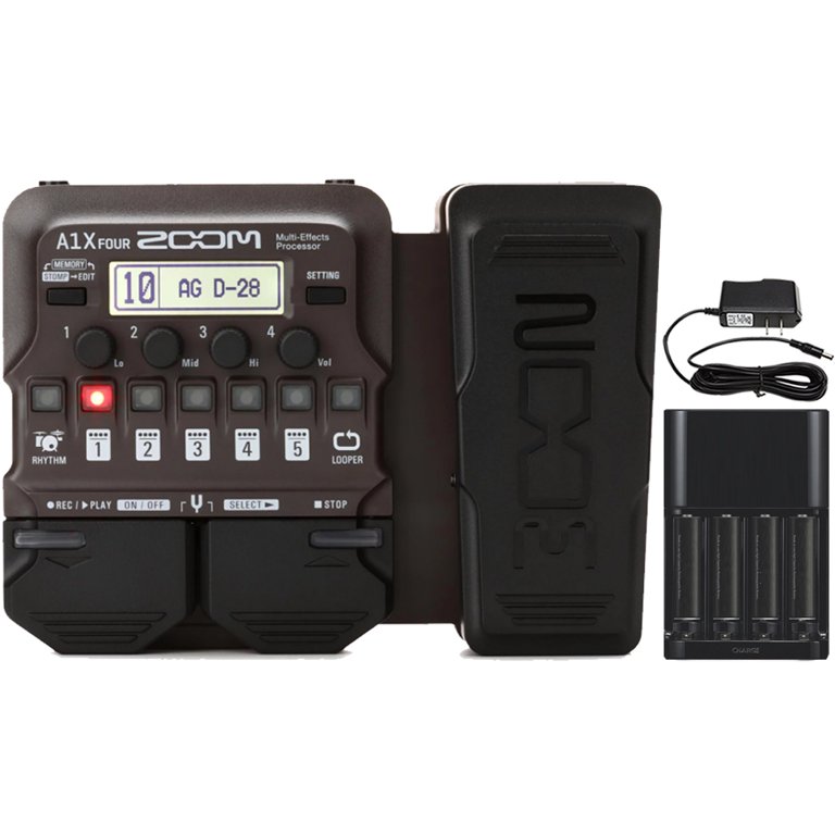 Zoom A1X Four Acoustic Instrument Multi-Effect Processor with Pig  