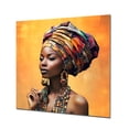 thumbnail image 2 of Designart "Yellow african woman painting beauty II In Orange and Yellow"African Woman Metal Wall Art Orange Modern Living Room Wall Art, 2 of 6
