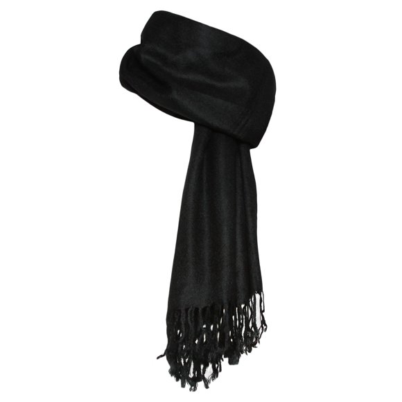 Pashmina Soft Shawl Wrap Scarf with Fringes, Black