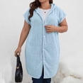 thumbnail image 2 of Zynoxe Womens Hooded Robes Lightweight Water Absorbent Bathrobe for Women Versatile Solid Color Short Sleeve Button Loungewear Robe Soft Coral Fleece Nightgown Bathrobe Free Size, 2 of 8