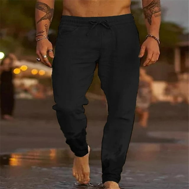 Amzcrzy Men's Pants Men's Solid Color Drawstring Fashionable Casual Pants Full Length Pants Mens Slacks Pants for Men Men's Clothing Slacks for Men Men Clothing