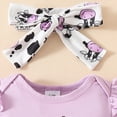 thumbnail image 5 of HCNTES Toddler Baby Girls Seasonal Wear Short Sleeve Romper with Elastic Short Kids Girls Summer 2PCS Outfits Set(Purple,9-12 Months), 5 of 7