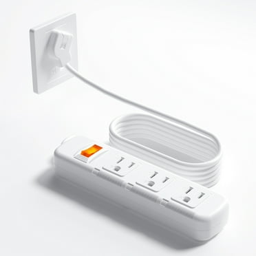 Flat Plug Power Strip Surge Protector 3 Outlets, Extension Cord 3 ft 3 Prong, 300J, 10A/1250W, Overload protection Switch, Plug Strip for Home Office, Child Safety Slide Outlet Covers, SGS Approved