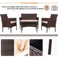 thumbnail image 3 of Patio Furniture Set 4 Piece Outdoor Wicker Sofas Rattan Chair Wicker Conversation Set Coffee Table Bistro Sets for Pool Backyard Lawn (Brown), 3 of 14