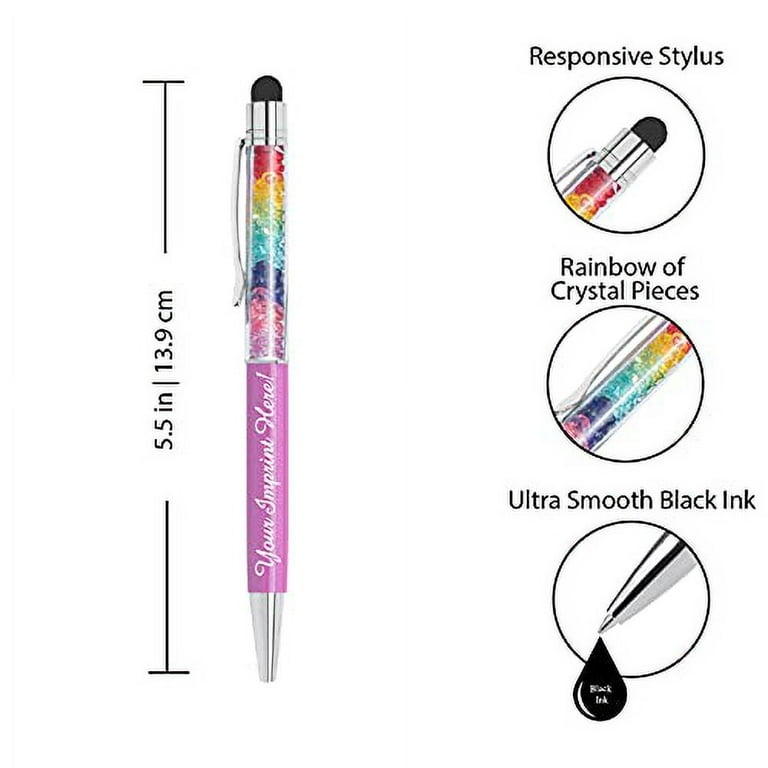 Personalized Crystal Prism Pens with Stylus - Metal Gem Pen - Custom  Metallic Printed Name Pens with Black Ink - Imprinted with Message, Pens  for Women