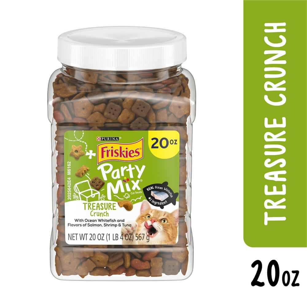 Friskies Cat Treats, Party Mix Treasure Crunch, 20 oz. Canister