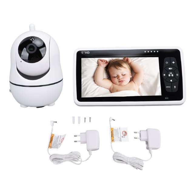 Monitor para bebés SM50 Monitor para bebés con vídeo inalámbrico HD de 5 pulgadas con cabezal esférico Cámara de visión nocturna de seguridad Monitoreo de temperatura Intercomunicador bidireccion