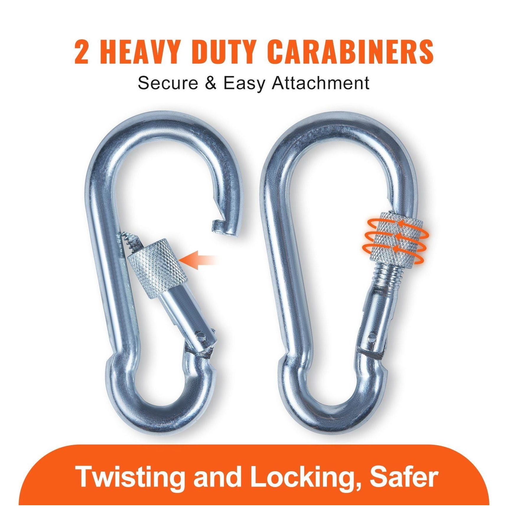 Static Climbing Rope 32ft, 10mm Rock Climbing Rope 26KN, Safety Rope with Carabiners & Bag