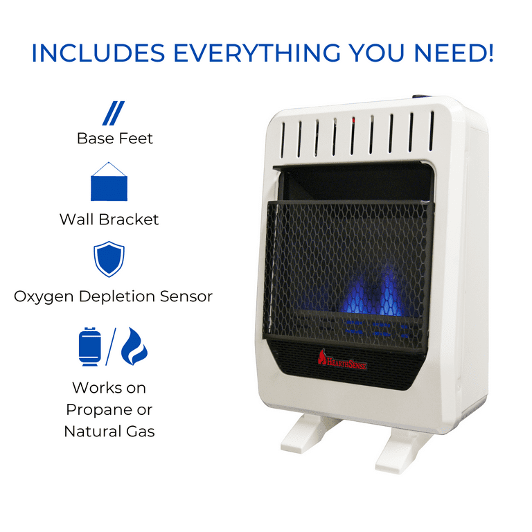 Hearth Sense Indoor Ventless Gas Wall Heater Dual Fuel, Natural