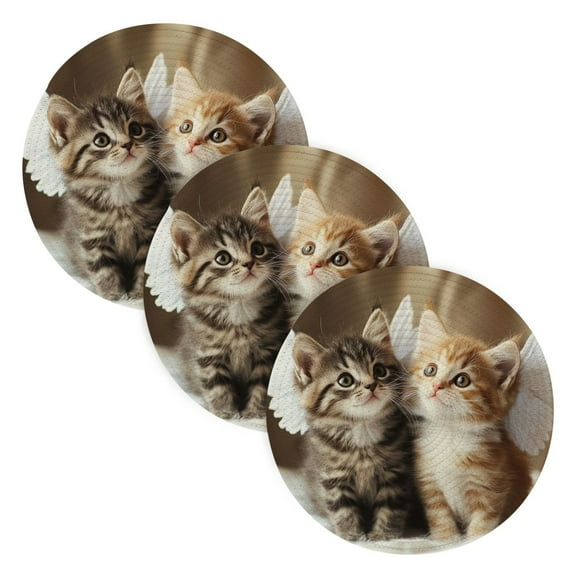 BZSMCE Mats for Pots,Pans Place Two Cute Cats with Wings Simple Style Pattern Pot Mats