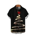 thumbnail image 5 of Men's Button Down Shirts Xmas Tree Print Christmas Clothes Short Sleeve Collared Blouse Tops for Men Big and Tall (2XL, Black), 5 of 5