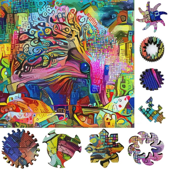 Wooden Jigsaw Puzzles for Adults with Uniquely Shaped Pieces - made in USA by FoxSmartBox - 240 Pieces - Colorful Wildlife. Hedgehog