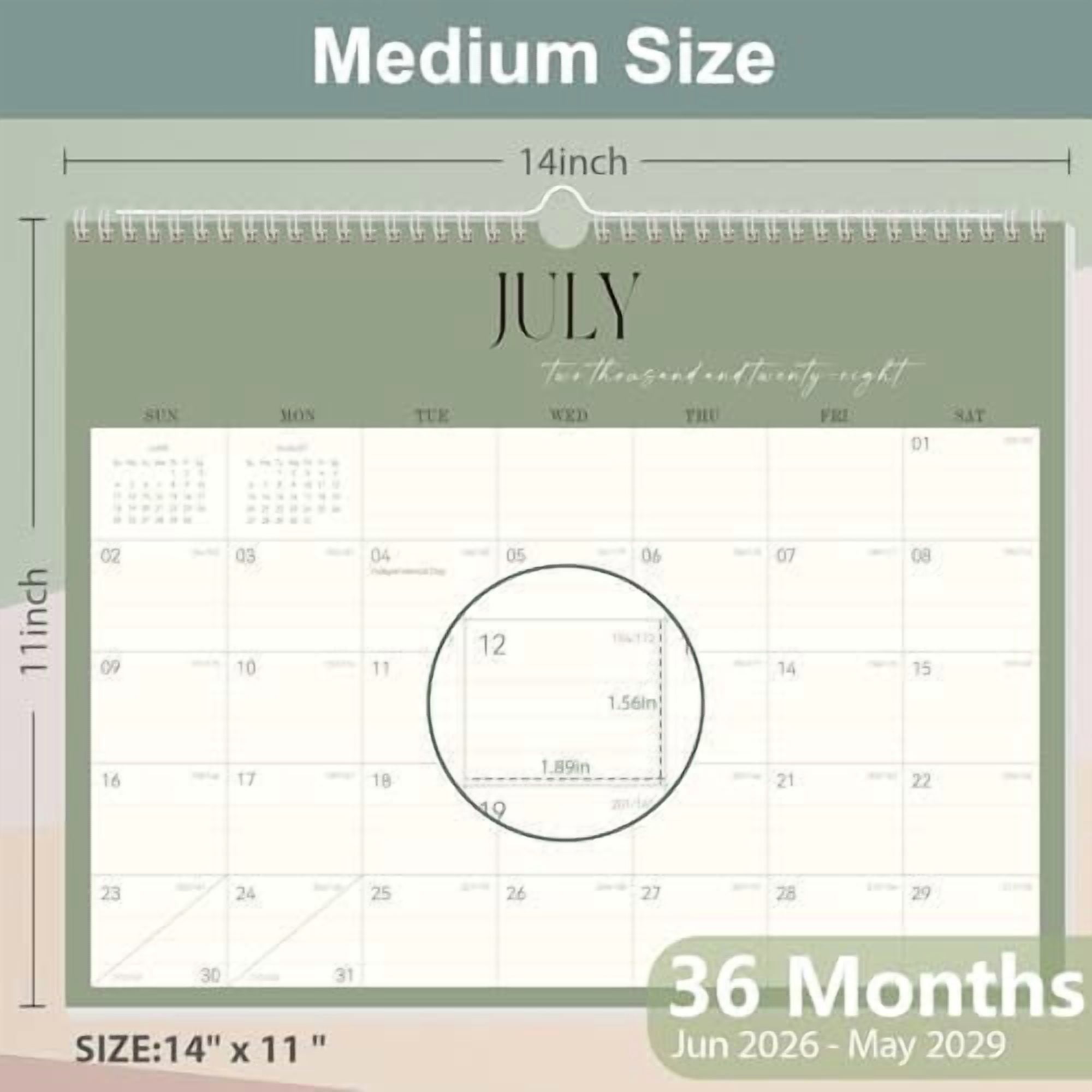 Jointown Wall Calendar 2026-2029, 36-Month Hanging Wall Calendar June 2026 - May 2029, 14" X 11" Monthly Planner With Thick Paper Spiral Bound For Office Home School Organizing & Planning