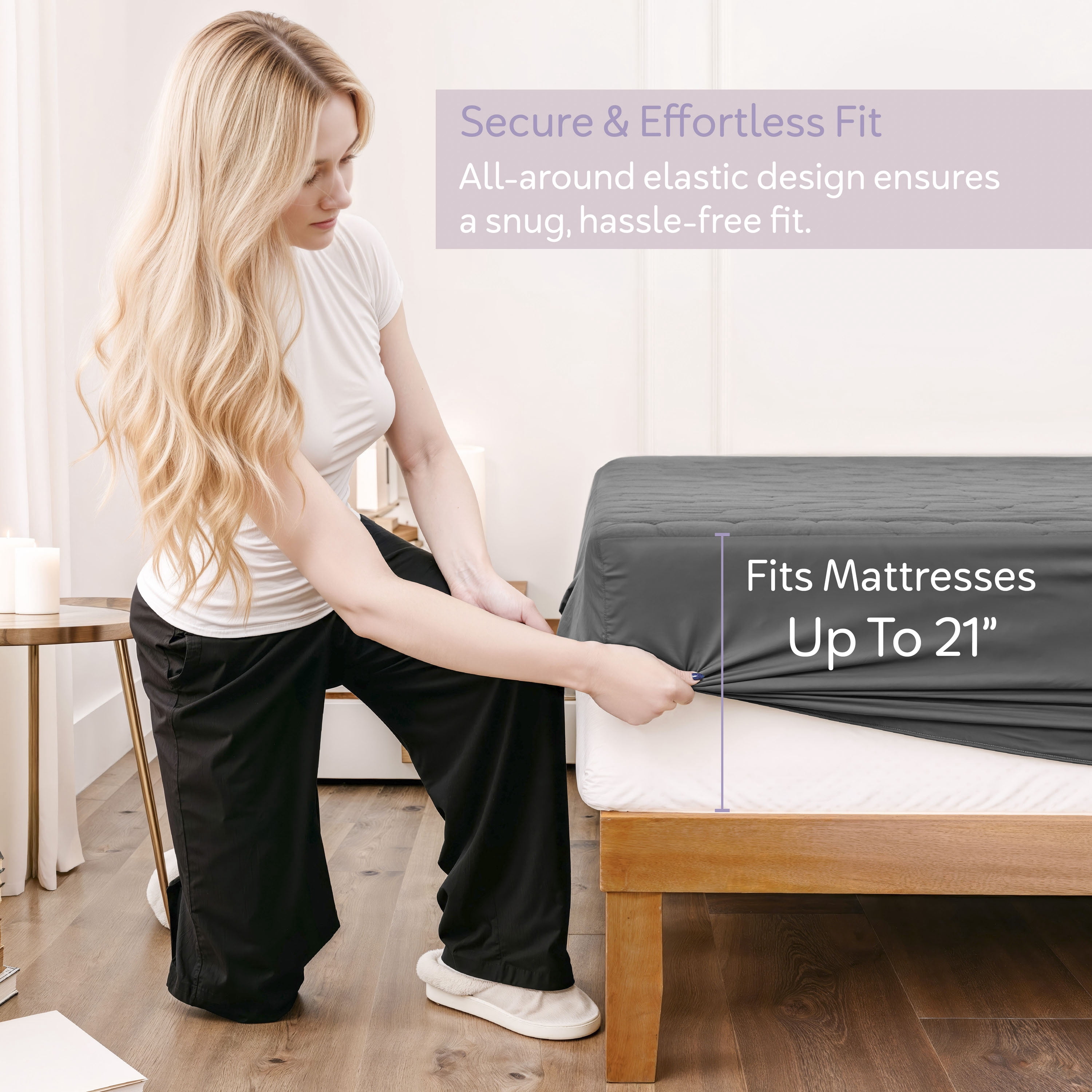Lammaloe California King Size Quilted Fitted Mattress Pad Cover, 100% Waterproof Mattress Protectors, Deep Pocket Fitted Mattress Cover 8" - 21" (72" x 84", Gray)