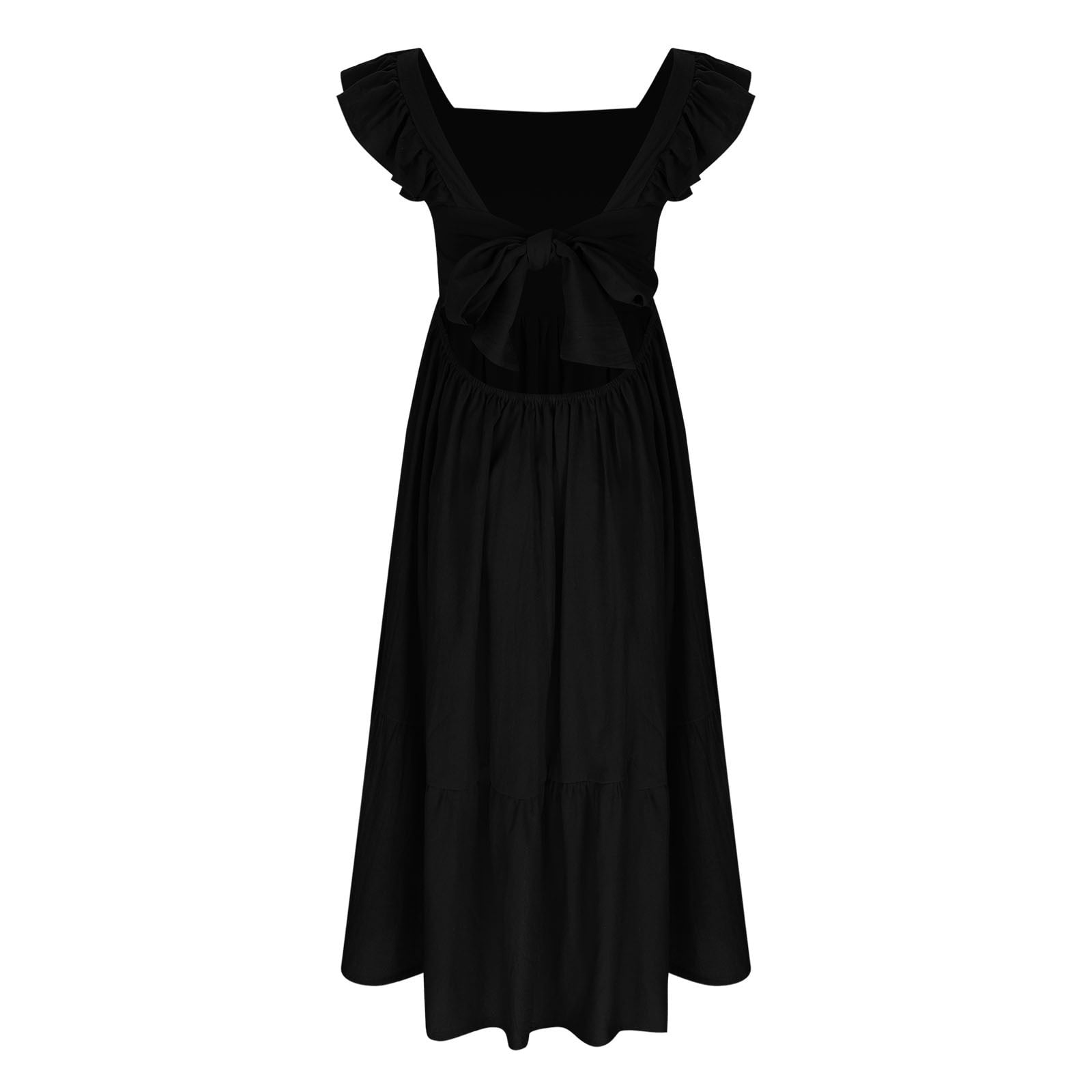 Cotton Linen Dresses for Girls Summer Size 4-15 Teens Kids Trendy Bowknot Backless Ruffle Sleeveless A-Line Beach Maxi Sundresses
