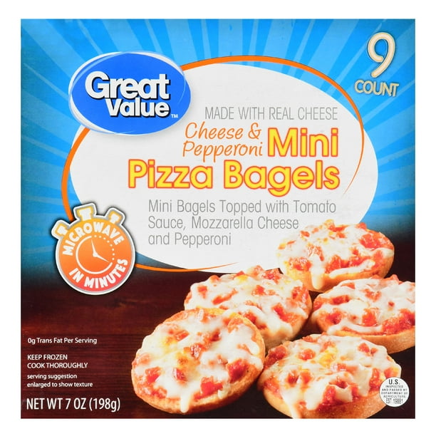 Great Value Cheese & Pepperoni Mini Pizza Bagels, 9 count, 7 oz