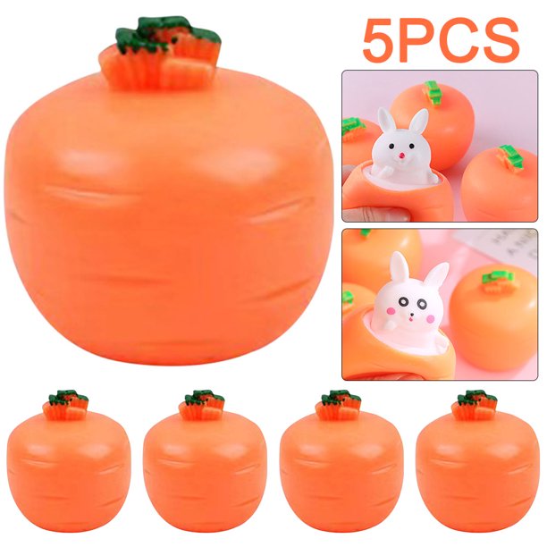5 Uds Juguete Animal Descompresión Pascua Zanahoria Conejo Forma Suaves Regalos para Adolescentes