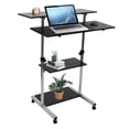 thumbnail image 5 of 4 Tiers Mobile Stand Up Desk Height Adjustable Rolling Workstation 40" Wide Table Silver+4* Universal Wheels for Office, Living Room, Lounge, Study,Bedroom, 5 of 21