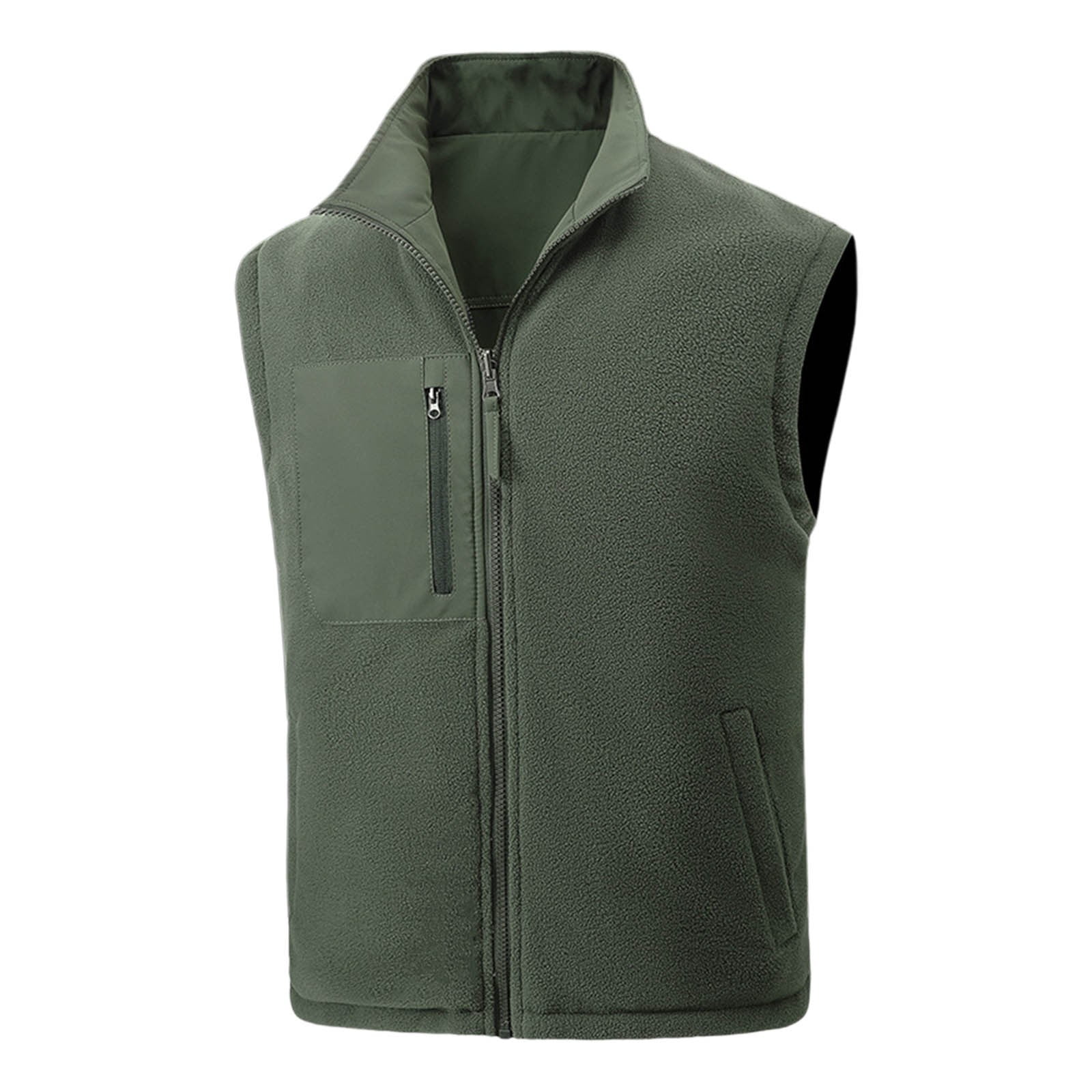Zedker Men's Outdoor Vests Casual Full-Zip Lightweight Sleeveless Waistshirts Work Photo Travel Vest for Golf Running Army Green XXXXXL