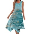 thumbnail image 2 of Itsame Women's Summer Dress, Sleeveless Fashion Prints Casual Ruffle Beach Dress Blue, 2 of 5