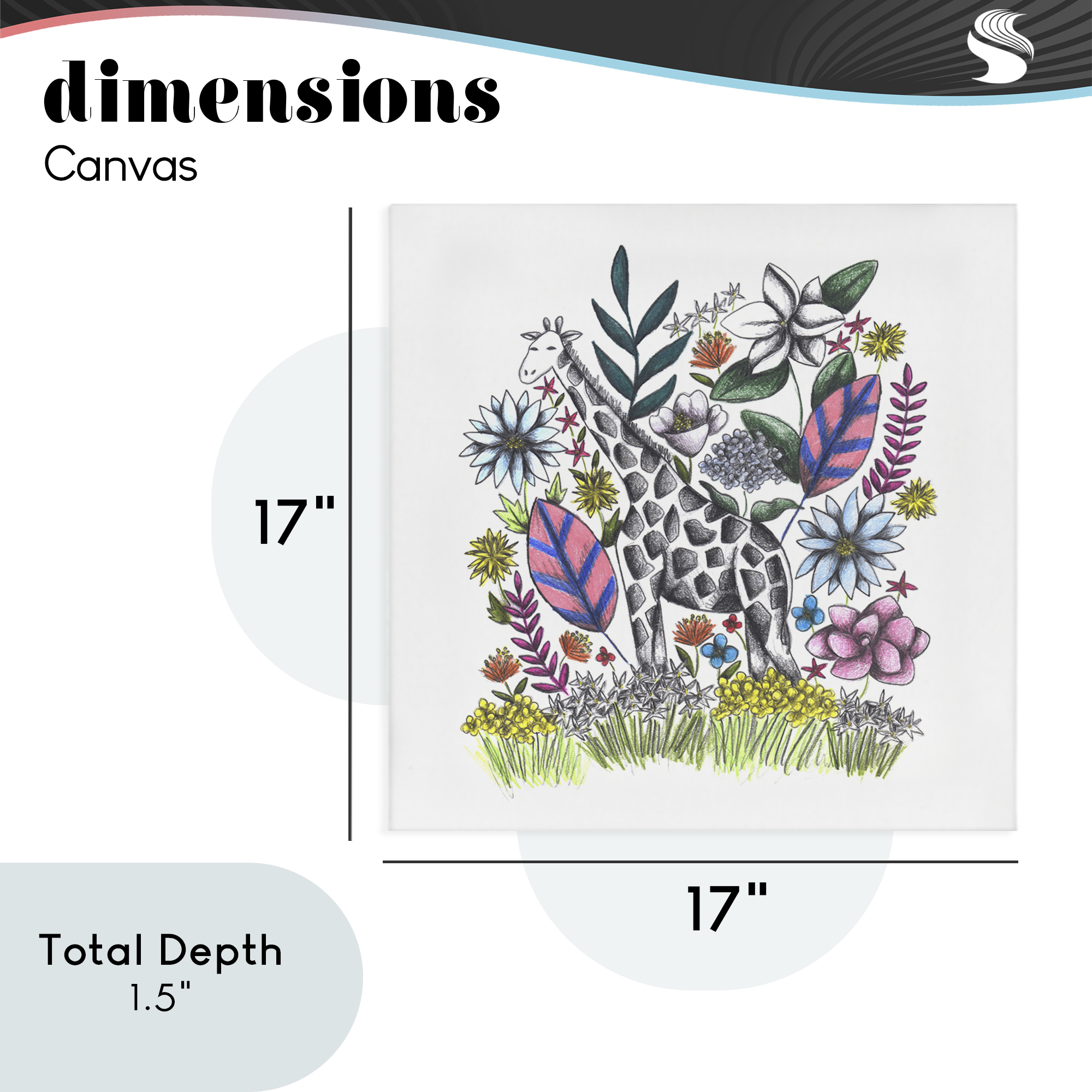 Giraffe in Midst of Flowers Canvas Wall Art, design by Cecilia Battaini