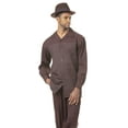 thumbnail image 1 of Montique Brown Solid 2 Piece Walking Suit Long Sleeve Shirt Men's Leisure Suit 1804, 1 of 1