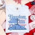 thumbnail image 3 of Freedom in His Grace Christian 4th of July Shirt, Patriotic Jesus Cross T-Shirt, Stars and Stripes Graphic Tee, God Bless America Tee, 3 of 5