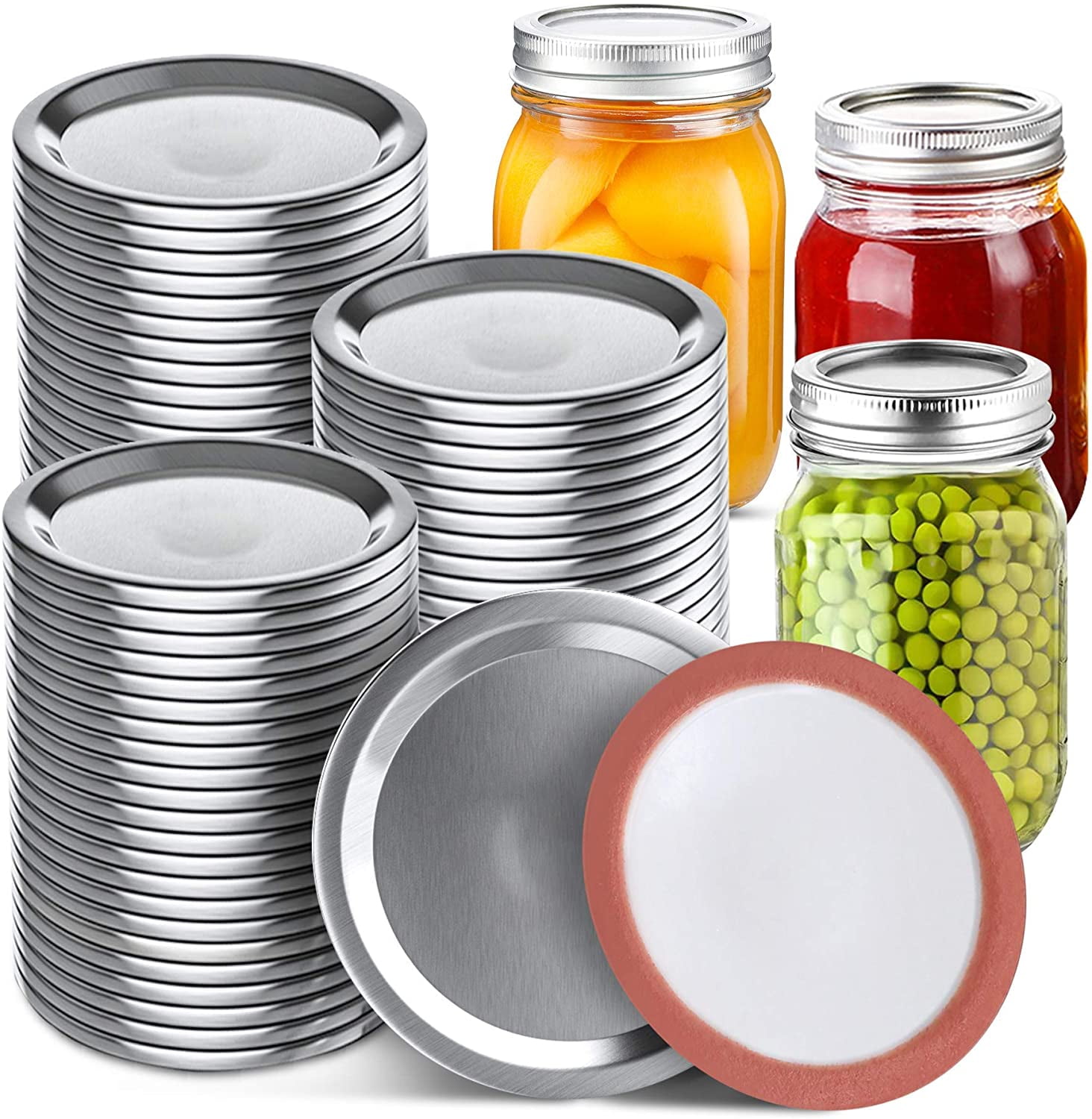 24 Pcs Wide Mouth Canning Lids,86MM Mason Jar Canning Lids,Split-Type seal  Canning Jar Lids with Leak Proof Silicone(bands not include),Reusable Metal  Mason Jar Lids(86mm/3.4inLids） : Buy Online at Best Price in KSA 